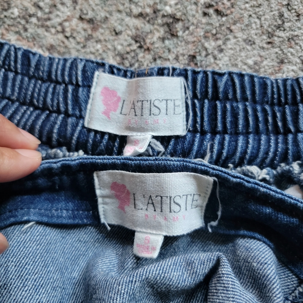 L'atiste 2 Pc Set Denim Outfit Crop‎ Top and Jogger Pants Size 6 - Picture 9 of 10